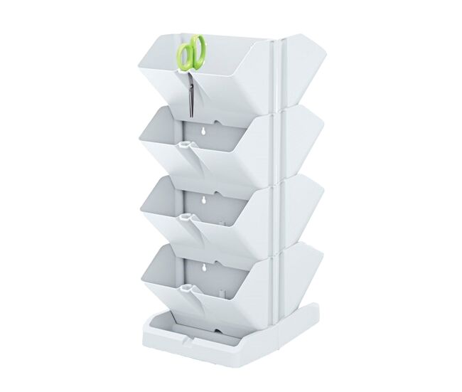 Pack 2 maceteros verticales prosperplast mini cascade de plastico en color blanco 19,5 (largo) x 11,4 (ancho) x 47,5 (alto) cm con 2 tijeras de jardin