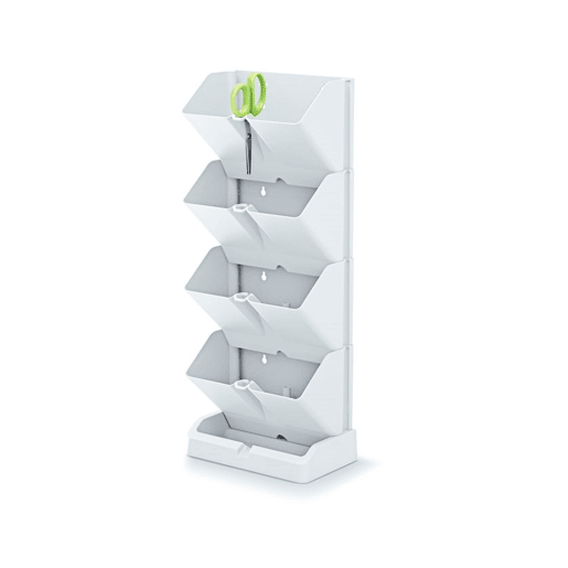 Pacote 2 Maceteros verticais Prosperplast Mini Cascade de plástico branco 19,5 (longo) x 11,4 (largura) x 47,5 (alto) cm com 2 tesoura de jardim