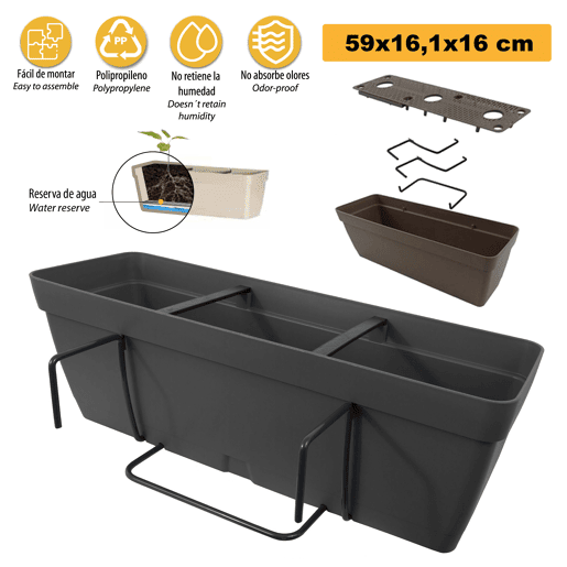 Jardineiro de 60 cm com esquadrão de fixação quadrada