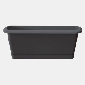 Jardineiro de tapa com suporte plástico na cor antracite 59 (comprimento) x 18,4 (largura) x 14,5 (alta) cm