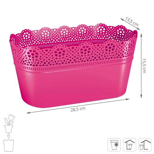Método de renda, dimensões (mm) 285x135x155, cor da fucsia