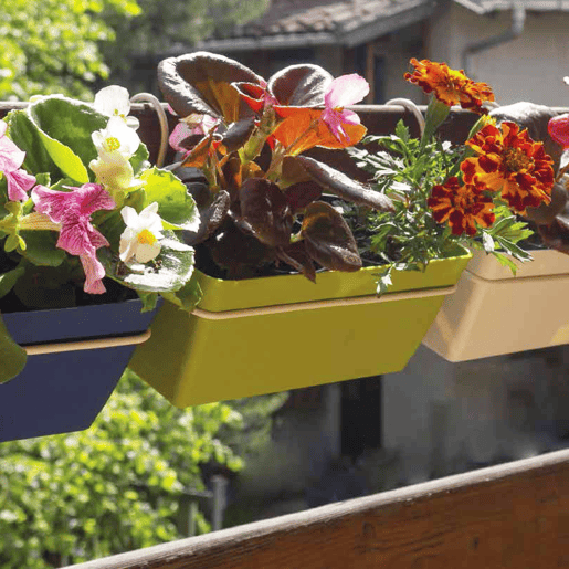 3 jardineiros L 22 cm com ganchos, polipropileno