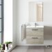 Mueble baño suspendido Alan 2 cajones, espejo y lavabo, Alaska Mueble baño suspendido Alan 2 cajones, espejo y lavabo, Alaska Madera