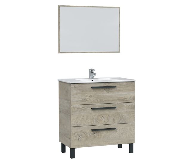 Mueble baño alise 3 cajones espejo, sin lavabo, alaska