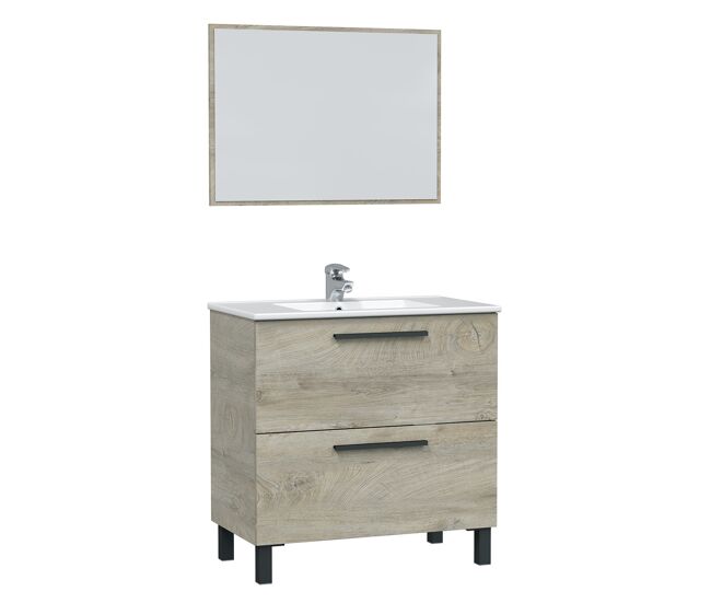 Mueble baño alise 2 cajones espejo, sin lavabo, alaska