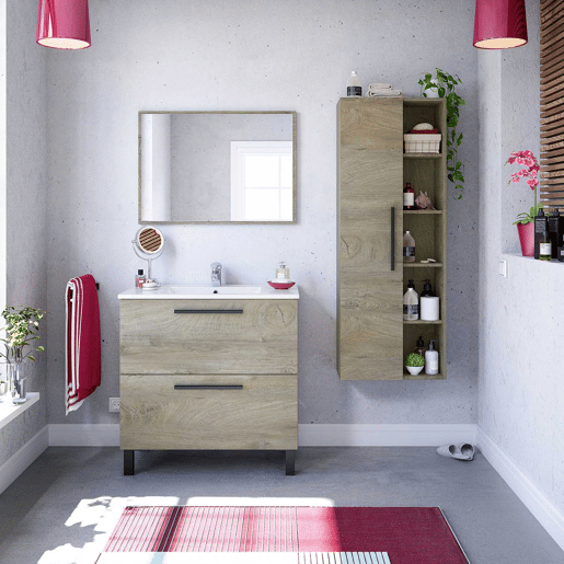 Armário de casa de banho Alise 1 porta 5 compartimentos, Alasca, 135 cm
