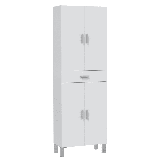 Armário de casa de banho Alan 4 portas 1 gaveta, Branco brilhante, 182 cm