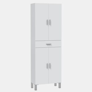 Armário de casa de banho Alan 4 portas 1 gaveta, Branco brilhante, 182 cm