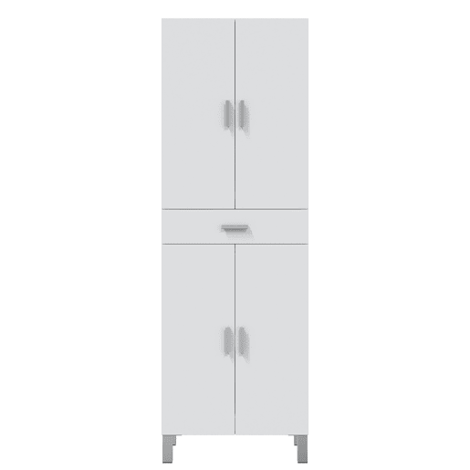Armário de casa de banho Alan 4 portas 1 gaveta, Branco brilhante, 182 cm