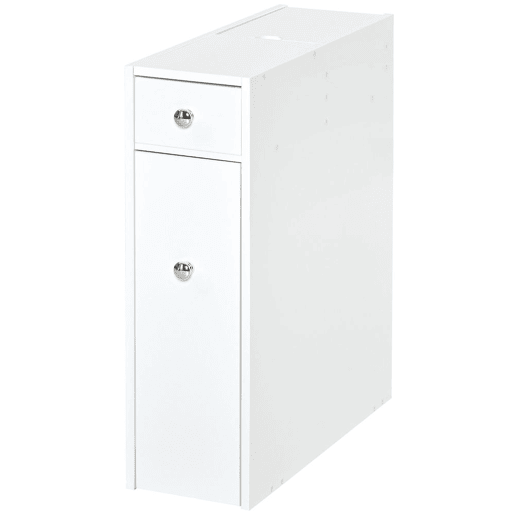 HOMCOM Armário Auxiliar de Casa de Banho Móvel Casa de Banho Estreito com 2 Gavetas e Compartimento Superior com Tampa 17x48x58cm Branco