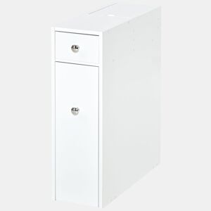 HOMCOM Armário Auxiliar de Casa de Banho Móvel Casa de Banho Estreito com 2 Gavetas e Compartimento Superior com Tampa 17x48x58cm Branco