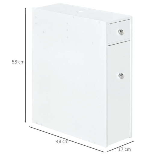 HOMCOM Armário Auxiliar de Casa de Banho Móvel Casa de Banho Estreito com 2 Gavetas e Compartimento Superior com Tampa 17x48x58cm Branco