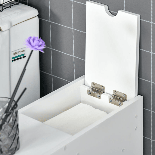 HOMCOM Armário Auxiliar de Casa de Banho Móvel Casa de Banho Estreito com 2 Gavetas e Compartimento Superior com Tampa 17x48x58cm Branco