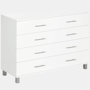 HOMCOM Cómoda com 4 Gavetas Cómoda de Dormitório com Pés de Estilo Moderno para Sala de Estar Entrada Corredor 112x38,2x81cm Branco