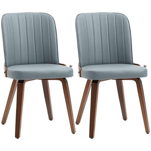 HOMCOM Conjunto de 2 Cadeiras de Sala de Jantar Modernas Cadeiras de Cozinha com Assentos Estofados em PU e Pés de Madeira Carga Máxima 120kg 47,5x55x85cm Cinza e Madeira