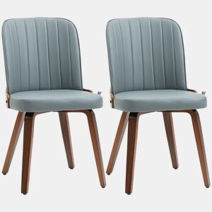 HOMCOM Conjunto de 2 Cadeiras de Sala de Jantar Modernas Cadeiras de Cozinha com Assentos Estofados em PU e Pés de Madeira Carga Máxima 120kg 47,5x55x85cm Cinza e Madeira