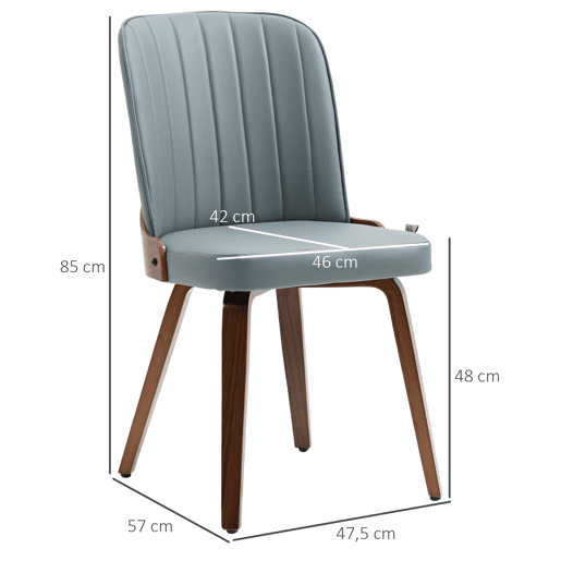 HOMCOM Conjunto de 2 Cadeiras de Sala de Jantar Modernas Cadeiras de Cozinha com Assentos Estofados em PU e Pés de Madeira Carga Máxima 120kg 47,5x55x85cm Cinza e Madeira