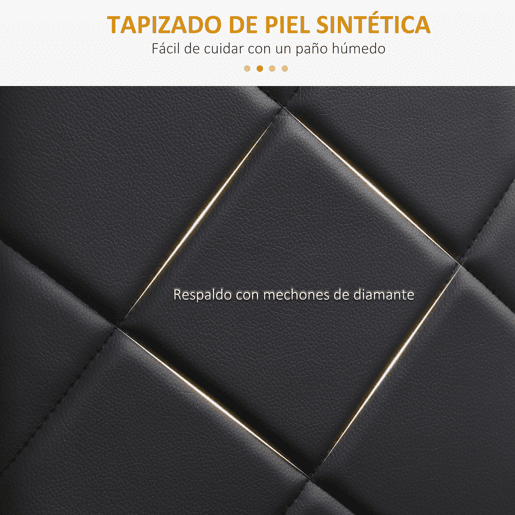 HOMCOM Conjunto de 4 Cadeiras de Sala de Jantar Estofadas em Couro Sintético Cadeiras de Cozinha com Encosto Alto e Pés de Aço Carga Máxima 120kg 41x50x97cm Preto