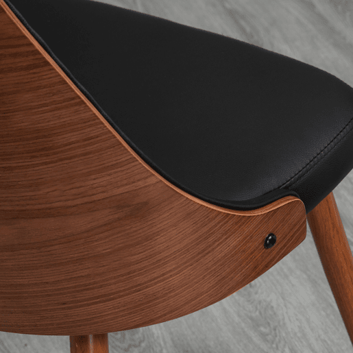HOMCOM Conjunto de 2 Cadeiras de Sala de Jantar Cadeiras de Cozinha com Assento Estofado em PU e Pés de Madeira para Escritório Dormitório Carga Máxima 120kg 50,5x59x82cm Preto e Nogueira