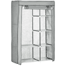 HOMCOM Roupeiro de Tecido Dobrável Armário de Roupa Portátil com 6 Prateleiras e 1 Barra de Pendurar para Dormitório Vestidor 103x43x162,5cm Cinza