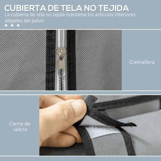 HOMCOM Roupeiro de Tecido Dobrável Armário de Roupa Portátil com 6 Prateleiras e 1 Barra de Pendurar para Dormitório Vestidor 103x43x162,5cm Cinza