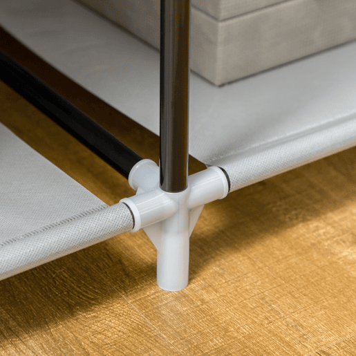 HOMCOM Roupeiro de Tecido Dobrável Armário de Roupa Portátil com 6 Prateleiras e 1 Barra de Pendurar para Dormitório Vestidor 103x43x162,5cm Cinza