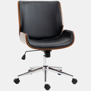 Vinsetto Cadeira de Escritório Operativa Giratória de PU com Altura Ajustável Função Inclinação e Rodas para Sala de Estar Dormitório Estúdio Carga Máxima 120kg 51x65,5x82-92cm Preto