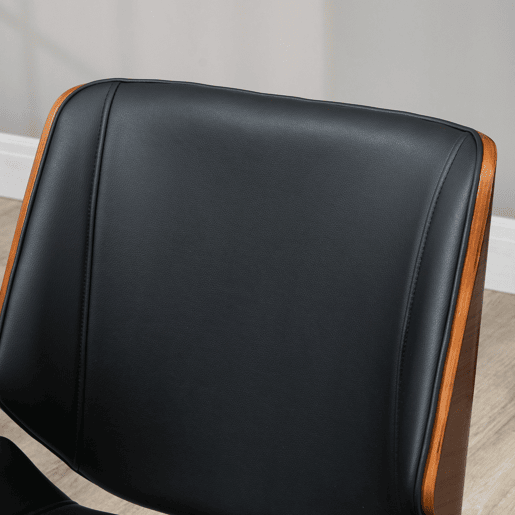 Vinsetto Cadeira de Escritório Operativa Giratória de PU com Altura Ajustável Função Inclinação e Rodas para Sala de Estar Dormitório Estúdio Carga Máxima 120kg 51x65,5x82-92cm Preto