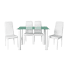 Conjunto de mesa de vidro 110x70cm e 4 cadeiras cor BRANCO