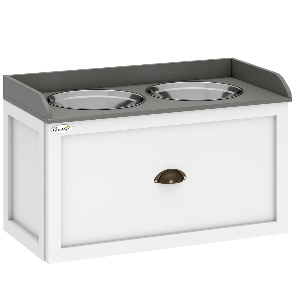 Comedero para Perro MDF, Acero Inoxidable PawHut