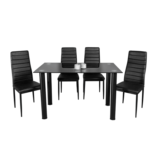 Conjunto de mesa de vidro temperado 110x70cm e 4 cadeiras cor preta Conjunto de mesa de vidro temperado 110x70cm e 4 cadeiras cor preta