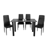 Conjunto de mesa de vidro temperado 110x70cm e 4 cadeiras cor preta