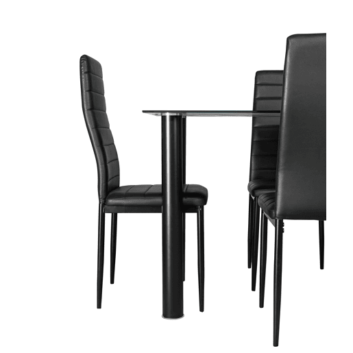 Conjunto de mesa de vidro temperado 110x70cm e 4 cadeiras cor preta Conjunto de mesa de vidro temperado 110x70cm e 4 cadeiras cor preta