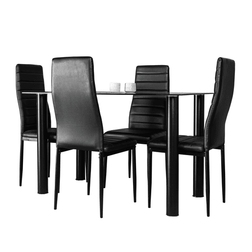 Conjunto de mesa de vidro temperado 110x70cm e 4 cadeiras cor preta Conjunto de mesa de vidro temperado 110x70cm e 4 cadeiras cor preta