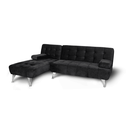 Sofá chaise longue AROA-XS veludo preto 198x150cm