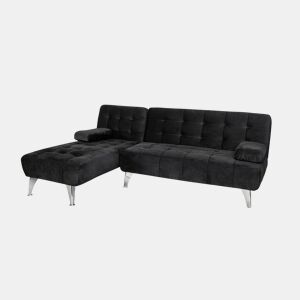 Sofá chaise longue AROA-XS veludo preto 198x150cm