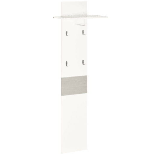 HOMCOM Móvel Cabide de Entrada com 4 Ganchos Cabide de Parede com Barra Suspensa de Alumínio para Entrada Dormitório Corredor 50x23,5x160cm Branco e Cinza