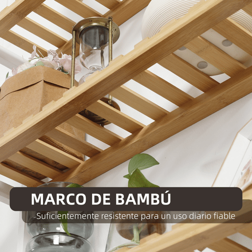 HOMCOM Prateleira de parede de bambu Prateleira de parede de 3 níveis Prateleira flutuante para sala de estar Quarto Cozinha Casa de banho 60x15x54 cm Natural e branco HOMCOM Prateleira de parede de bambu Prateleira de parede de 3 níveis Prateleira flutuante para sala de estar Quarto Cozinha Casa de banho 60x15x54 cm Natural e branco