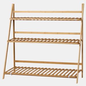 Outsunny Suporte para Plantas de 3 Níveis de Bambu Suporte para Flores Dobrável para Interior e Exterior 98x37x96,5cm Madeira
