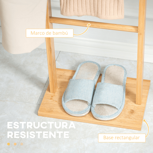 HOMCOM Cabide de Pé de Bambu Cabide de Pé para Roupas com 2 Ganchos e 3 Barras Suspensas para Entrada Corredor Dormitório Estilo Moderno 36x24x168cm Madeira HOMCOM Cabide de Pé de Bambu Cabide de Pé para Roupas com 2 Ganchos e 3 Barras Suspensas para Entrada Corredor Dormitório Estilo Moderno 36x24x168cm Madeira