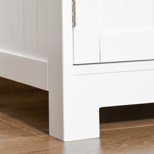kleankin Armário Casa de Banho Móvel Auxiliar com Portas de Vidro Temperado e Prateleiras Ajustáveis para Cozinha Sala de Jantar Sala de Estar 60x30x108,5cm Branco