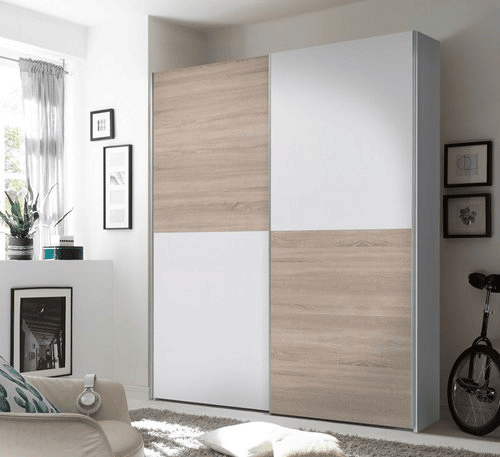 Roupeiro 2 portas de correr 196x170 cm cor branco cambraia