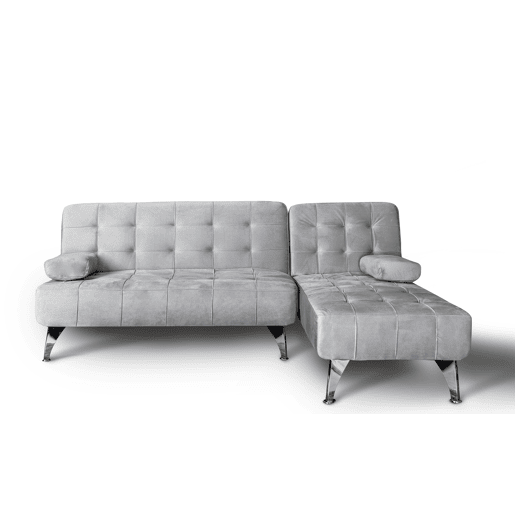 Sofá chaise longue AROA-XS Veludo cinzento 198x150cm Sofá chaise longue AROA-XS Veludo cinzento 198x150cm