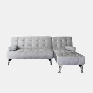Sofá chaise longue AROA-XS Veludo cinzento 198x150cm