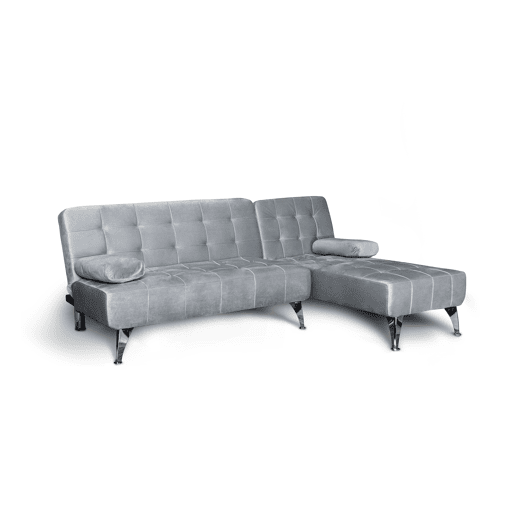 Sofá chaise longue AROA-XS Veludo cinzento 198x150cm Sofá chaise longue AROA-XS Veludo cinzento 198x150cm