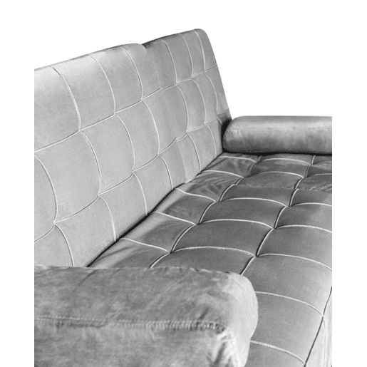Sofá chaise longue AROA-XS Veludo cinzento 198x150cm Sofá chaise longue AROA-XS Veludo cinzento 198x150cm