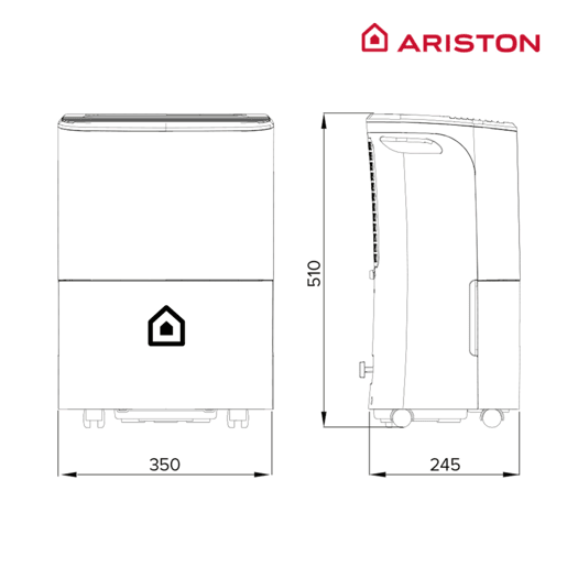 Desumidificador, Ariston, Deos 16S, 16 litros, vertical ou horizontal, classe energética B