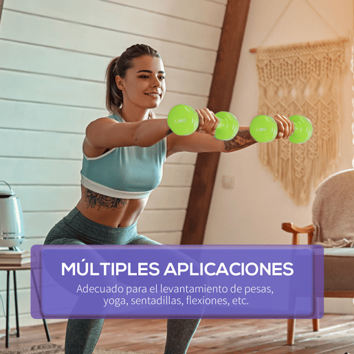 HOMCOM Conjunto de Halteres de 6 Peças Total de 6 kg, 2x1,5 kg, 2x1 kg e 2x0,5 kg, Halteres Hexagonais com Revestimento de PU com Mala para Exercícios em Casa, Ginásio, Multicolor