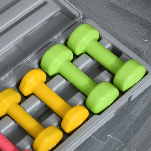 HOMCOM Conjunto de Halteres de 6 Peças Total de 6 kg, 2x1,5 kg, 2x1 kg e 2x0,5 kg, Halteres Hexagonais com Revestimento de PU com Mala para Exercícios em Casa, Ginásio, Multicolor