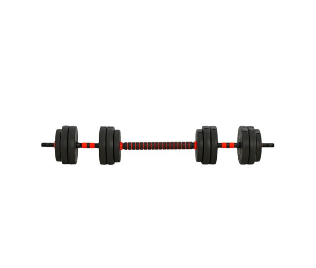Homcom juego de mancuernas ajustables, 4 en 1, 25kg, juego de pesas con barra de conexión y mango antideslizante, pesas y mancuernas para hombres y mujeres, ejercicio de fitness, casa gimnasio